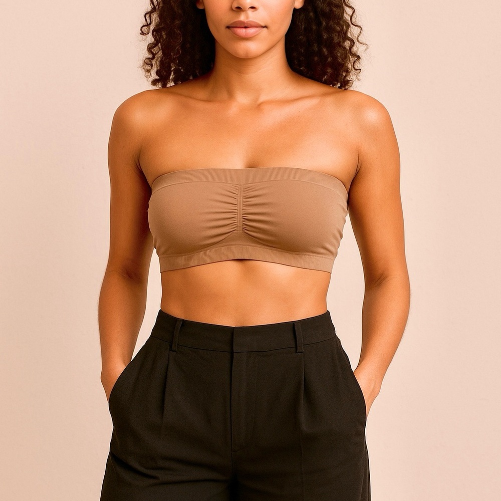 Rhonda Shear Seamless Underwire Bandeau Bra Nude L NWOT